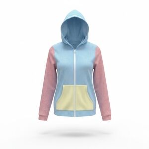 Lands’ End Seersucker Hooded Zip-Front Jacket Swim Cover-Up Woman Small Coastal